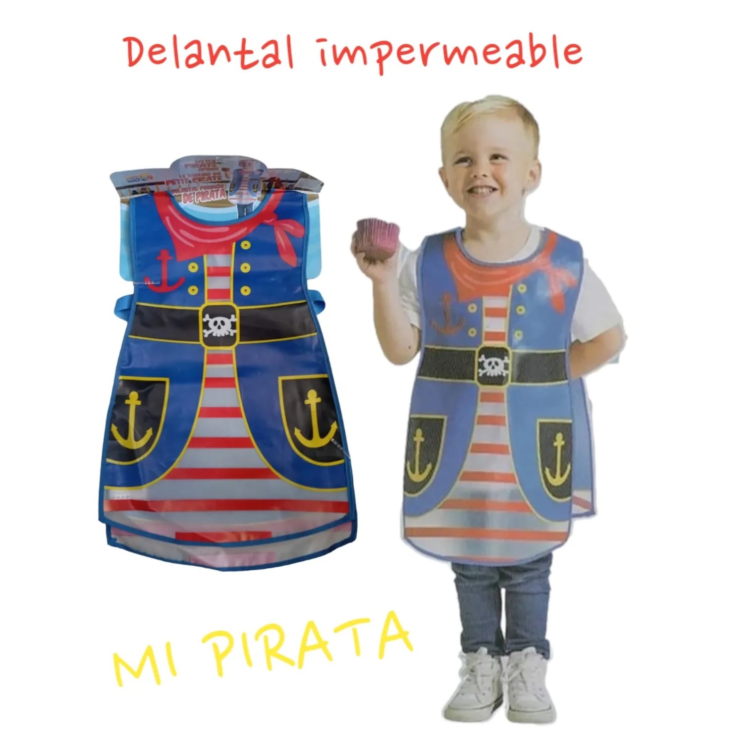 Delantal Impermeable Para Cocina, Pintura, Colegio Mi Pequeño Pirata